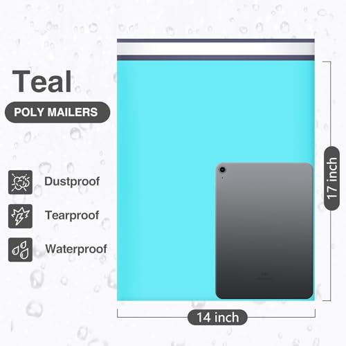 Image of UCGOU 14x17 Teal Poly Mailers Shipping Bags 100 Pcs Large Poly Mailers Mailing Bags for Shipping Clothes Self Sealing Package