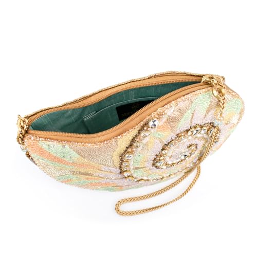 Mary Frances Down By the Sea Beaded Crossbody Handbag Shell Evening Bag with Removable Chain Strap, Multicolor3