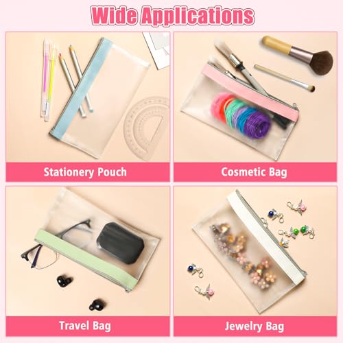 Image of 4 Pack Clear Pencil Pouch, Cute Pencil Case, Pencil Bag With Zipper | Teen Portable Pencil Pouch for School & Stationery Supplies