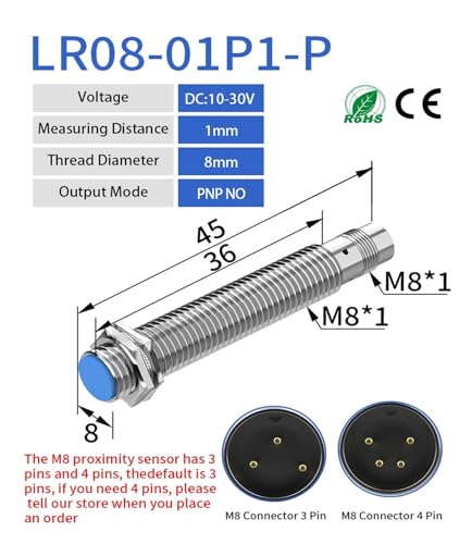 Capteur de proximité inductif M8 avec détection de 1mm stable et précise