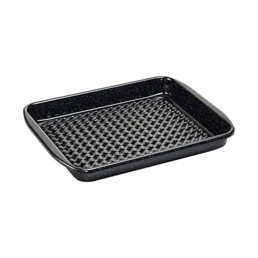 Riess, 0399-022, Grilltasse eckig, Boden gelocht, CLASSIC - SPEZIALARTIKEL, Maße 32 x 42 cm, Höhe 4,5 cm, Emaille, schwarz