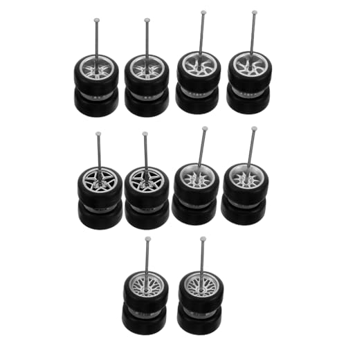 TOYANDONA Lot De 5 Paires De Pneus Moulés en Alliage pour Voiture Télécommandée Moyeux De Roue en Caoutchouc Pneus pour Véhicule Télécommandé Pièces De Rechange Voiture
