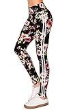 ALWAYS Women's High Waist Yoga Leggings - Floral Premium Soft Stretch Workout Pants 1882 Black One Size