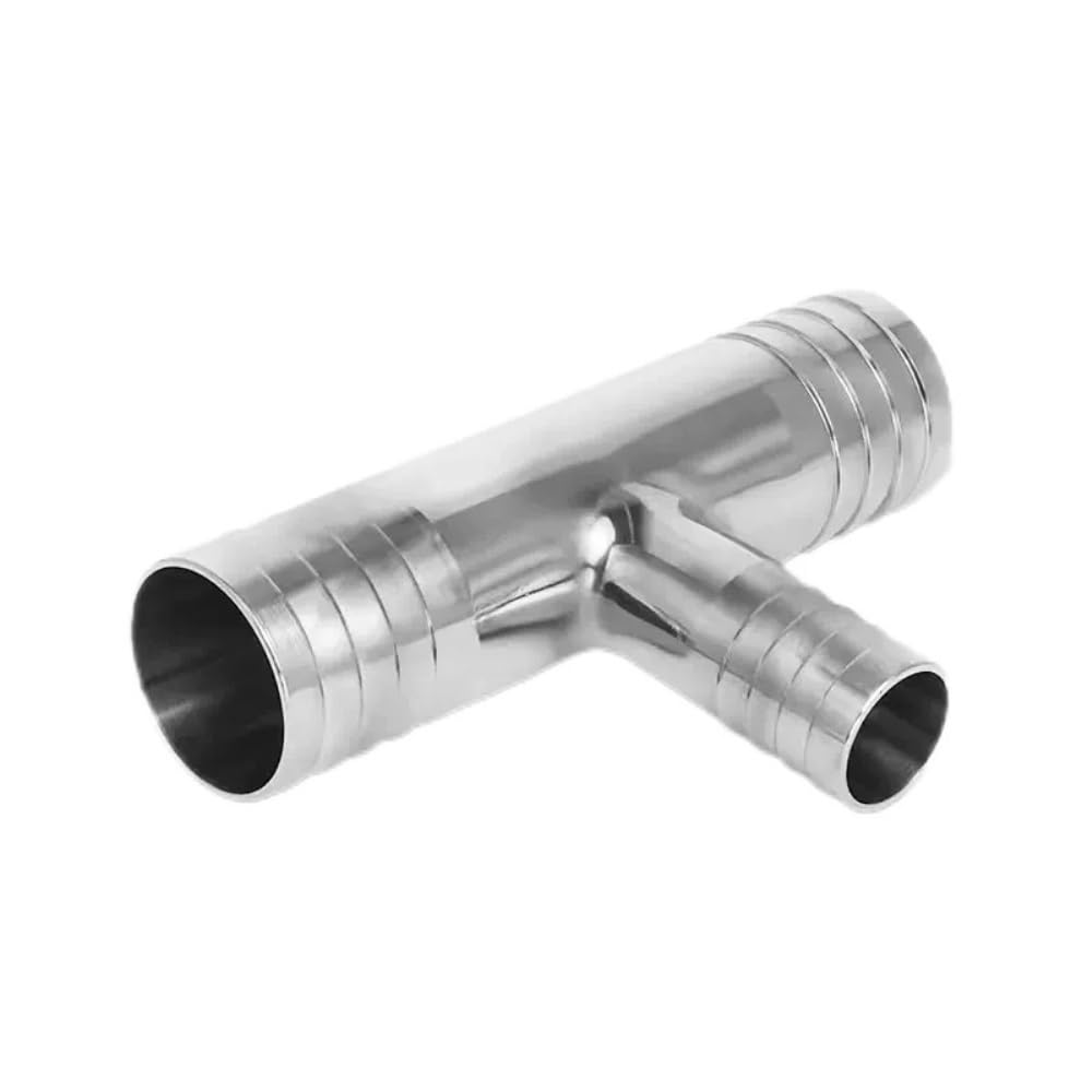 6 8 10 12 14 16 19 20 25 32 38-51mm Hose Barb Reducer Tee 3 Ways Splitter 304 Stainless Steel Hosetail Connector Coupler Fitting(38-12-38mm)