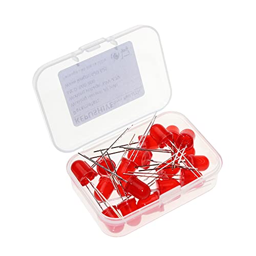 DIMENXONG Conjuntos y componentes electrónicos DIY 20pcs Red 8mm Light emitiendo diodo, difundido 2Pin Redondo