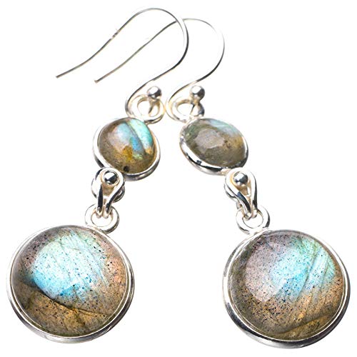 Boucles d'oreilles labradorite bleu argent 925 cadeau idéal