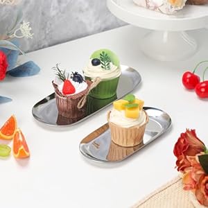 2 pcs Silver Decorative Serving Tray for Bathroom Small Jewelry Tray Long Tray Silver Jewelry Tray Jewelry Bowl Dish Decorative Bathroom Tray–89