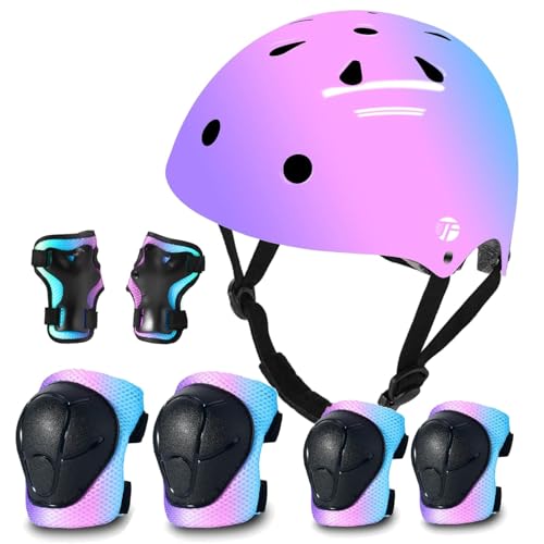 JEEFREE Adjustable Color Gradient Toddler Kids Bike Helmet for Girls Boys