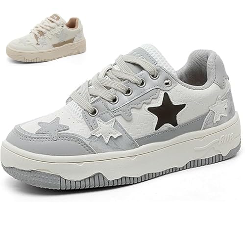 Star Shoes Walking Sneakers Women Y2K Platform Low Top Lace Up Round Toe Aesthetic Cute Fashion Sneakers