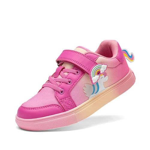 DREAM PAIRS Girls Shoes Toddler Sneakers Rainbow Storybook Casual School Walking Footwear for Toddler/Little Kids 6 Toddler Hot Pink/Rainbow
