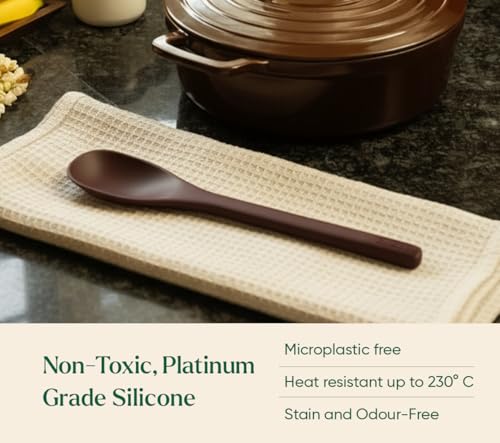 Image of Ember Cookware Silicone Stir Spatula 27 cm | 230C Heat Resistant | Platinum Grade Silicone Stirring Spoon | Heat Resistant Spatula for Cooking & Serving | Non Scratch Seamless Unibody Design | Wine
