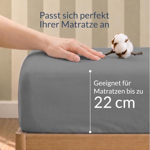 Twinzen Premium Spannbettlaken 120x200 cm, 100% Jersey Baumwolle, 150 g/m² - Spannbetttücher für Ducke Matratzen bis zu 22cm - Bettlaken… – Ansicht 5