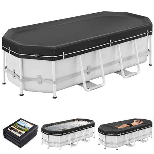 LXKCKJ Poolabdeckung Rechteckig für Oberirdische Schwimmbad | 2-in-1 Abdeckplane Pool für 731x365 cm Rechteckige & Oval Pools | Solarplane & Pool Winterabdeckung | 830x440 cm Pool Abdeckung
