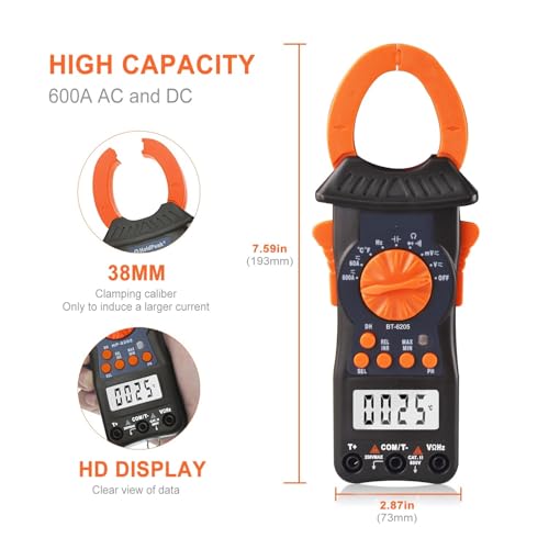 Multímetro pinza digital portátil BT-6205, mide voltaje y corriente AC/DC, medidor electrotécnico de doble mandíbula miniatura 3