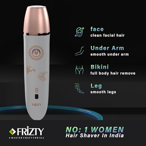 Image of Frizty 2 in 1 Face & Body Trimmer for Women | 2 Heads- Bikini Trimmer & Shaver, Face Trimmer, Full Body Trimmer | Facial Hair Remover For Women | Epilator For Women | Rechargeable| Hair Remover For Women | 1 Year Warranty