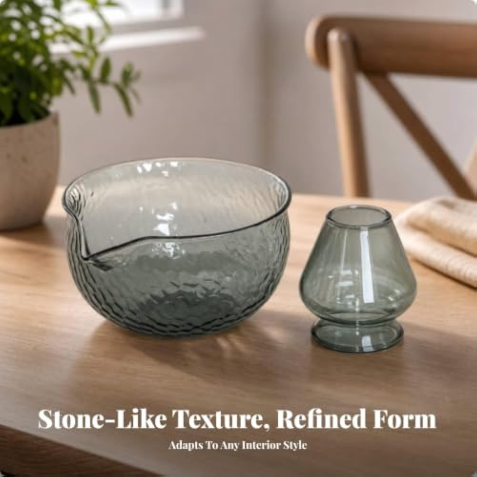 Versatile Glass Matcha Bowl with Spout, Easy to Clean