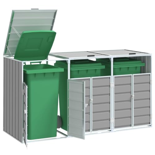 IKAYAA Mülltonnenbox 3er 240L 3 Tonnen Metall Mülltonnenverkleidung Müllcontainer Mülltonnenschrank Müllbox Draußen