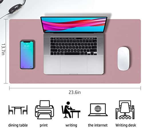 Image of Aothia Double-Sided Desk Pad, Large Mouse Pad, Office Mat, Non-Slip PU Leather Blotter, Laptop Pad, Waterproof Writing Pad for Office and Home (Purple, 23.6 inch x 13.7 inch)