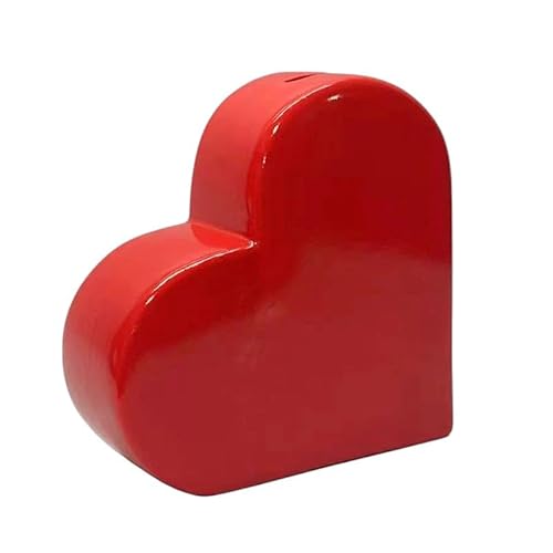 Tirelire décorative en forme de cœur, céramique rouge, cadeau pour la Saint-Valentin, 12 x 5 x 12 cm