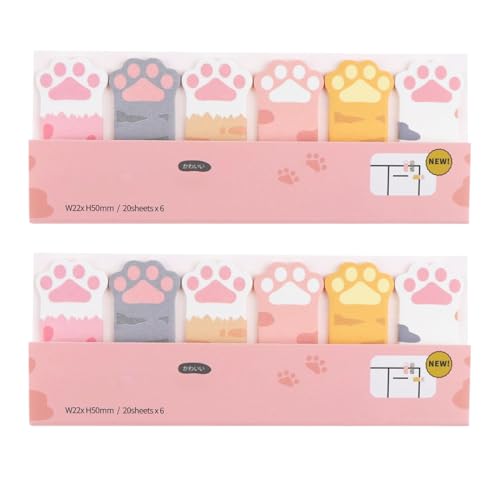 BEPSYOM 240 Hojas Notas Adhesivas Sticky Notes con Diseño de Animales y Huellas de Gato, Marcapáginas Adhesivos, Marcadores para Libros, Ideal para Estudiantes, Oficina y Material Escolar Kawaii