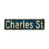 Metal Sign Tin Charles St Street Road 16x4inch