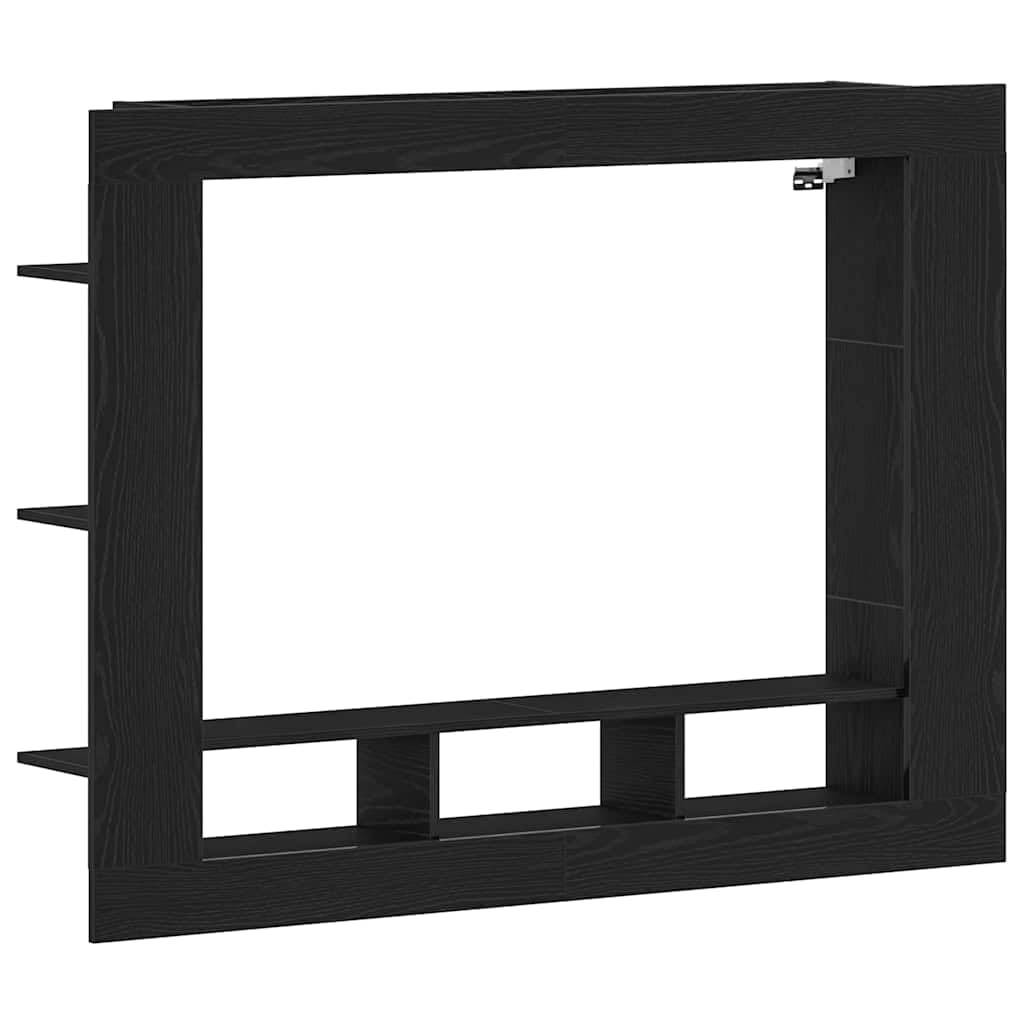 Mueble de TV montado en la pared con aspecto de roble negro, 152 x 22 x 113 cm, mueble bajo flotante, de madera, moderno mueble de TV colgante con estante para salón