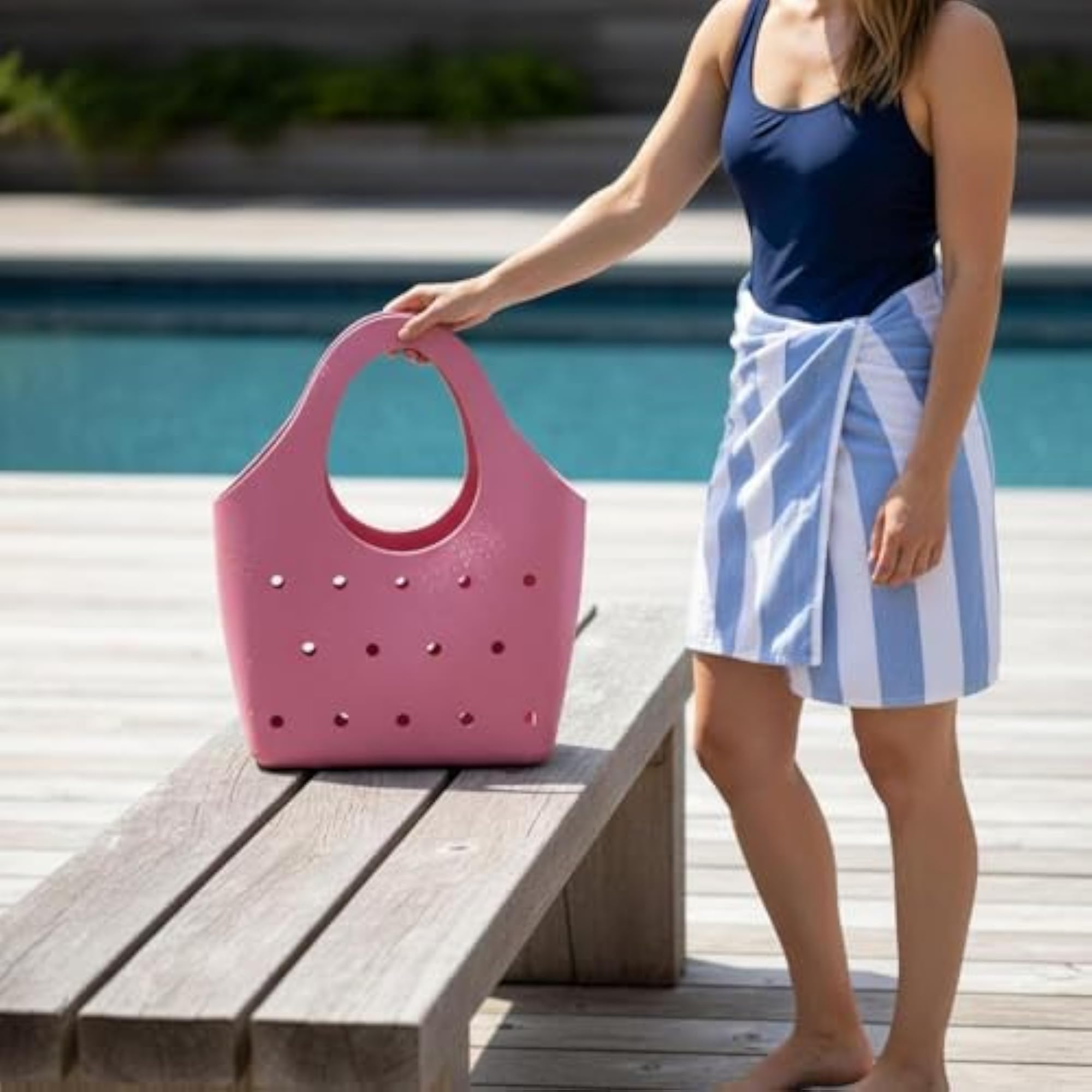 Waterproof Shore Tote Lightweight Perforated Tote Handbag for Women