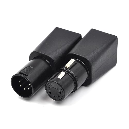 Zhupoub (1 Pair) 5 Pin Male/Female XLR DMX Connector to RJ45, This Adapter can use Any CAT-5 Ethernet Cable as a DMX512 Cable, Converted for use in Various Music,Sound scenarios