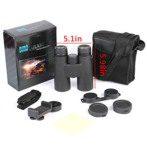 ToyerBee Binoculars, 12X42 HD Roof Prism Folding Binoculars for Adults&Kids, Waterproof Binocular Weak Light Night Vision for Bird Watching Concert Traveling and Sightseeing with Smartphone Adapter