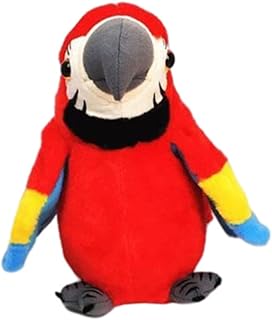 NOPEILVI Talking Parrot Toy,Talking Electric Parrot Plush Toy Speaking Record Repeats Waving Bird For Kids Red (No Battery)