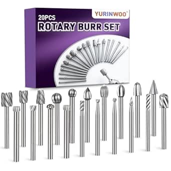 Carving Bits and Engraving Router Bit Set Compatible with Rotary Tool, 20PCS HSS Rotary Burr Set with 1/8"(3mm) Shank for Versatile Woodworking Carving, Drilling, Grooving