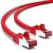 Produktbild deleyCON 0,25m CAT6 Patchkabel S/FTP PIMF Schirmung CAT-6 RJ45 Netzwerkkabel Ethernetkabel LAN DSL Switch Router Modem Access Point Patchfelder - Rot