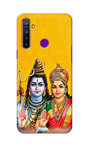 Image of PRINTFIDAA Lord Shiva Parvati Yellow Background Printed Designer Hard Back Case Cover for Realme 5 / Realme 5s / Realme 5i / Realme Narzo 10 -(TY) MVN1008