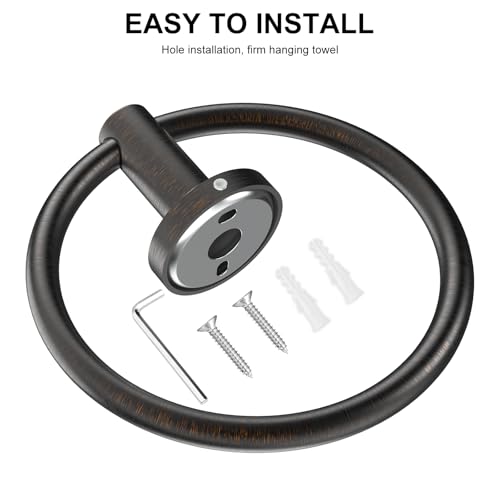Image of SetSail Towel Holder for Bathroom Wall 2 Packs Towel Ring Screw-in Stainless Steel Hand Towel Hanger for Bathrooms Oil Rubbed Bronze