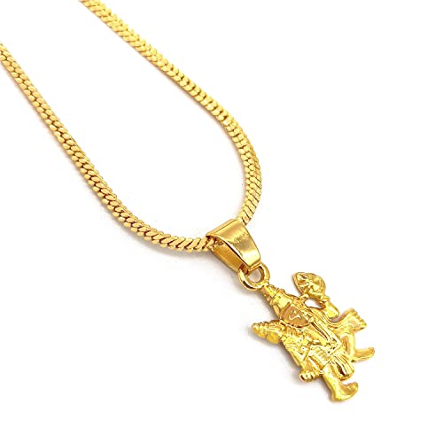 Jewar Locket Gold Plated Indian God/Bhagwaan Religious Pendant With Chain Jewelry For Men-Women & Boys-Girls (Hanuman Ji) #TOP4