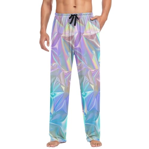 Holographic Rainbow Neon Men's Pajama Pants for Men Lounge Pants Pajama Bottoms Soft Long Sleep Pant Lightweight