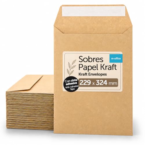 Enveloppes papier kraft m-office pochettes documents A4 bande silicone