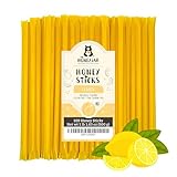 100 Count Honey Sticks (Natural Lemon) No Artificial Colors - BPA Free Straw- USA Honey - 6.75