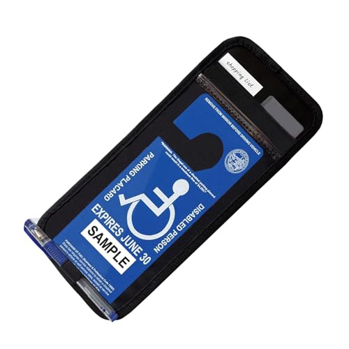 Lily Brown Multi-Pocket Disability Handicap Permit Placard Protector Parking Car Organizer Holder Sleeve UV Resistant Portable Placard Holder Parking Permit Protector Waterproof Car Disabled