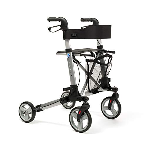 FabaCare Rollator Quadri Light faltbar, Leichtgewichtrollator Alu mit Vollausstattung, Reiserollator leicht