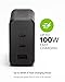 Mophie GaN 100W USB C Charger Block - 3-Port Fast Charger for MacBook, iPad, iPhone, Samsung Galaxy, Google Pixel, Laptops - with 1.5m/5ft Cable, Dual USB-C PD Ports, Black