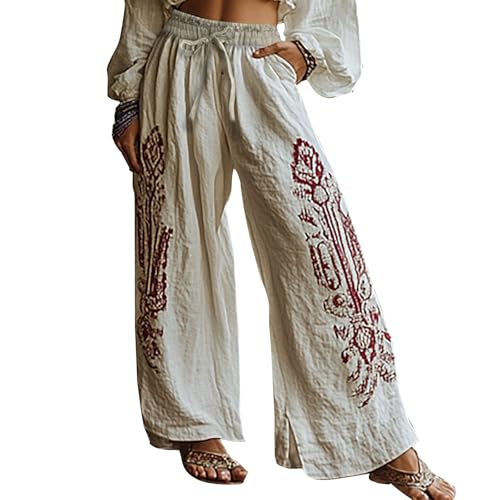 Wide Leg Summer Pants for Women Boho Floral Palazzo...