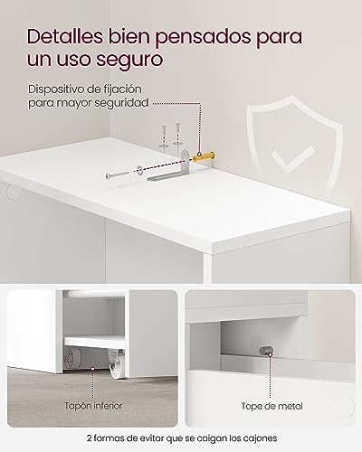 Miniatura 6 de Vasagle Armario De Baño Alto, Armario De Almacenamiento Delgado, Con Cajones Y Estante Ajustable, Armario Para Espacios Pequeños, Estilo Moderno, Blanco Clásico Bbk567t14