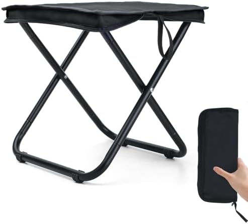 Tabouret De Camping Pliable Ultra Compact - Acier Inox 304, Toile 420D, Sac Inclus - Neuf