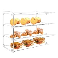 Fhmidic 3-stöckige Gebäck-Vitrine, Acryl-Thekenvitrine Bäckerei-Vitrine 48.5x23x40cm, Acryl Vitrine für Sammlerstücke Figuren, Bäckerei Konditorei Vitrine für Cupcakes Kekse Brot Minikuchen Donut