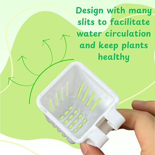 Image of 2pcs Aquarium Plant Holder, Fish Tank Plant Holders, Hanging Aquatic Planted Pot Planter Pot, Aquatic Tanks Grass Holders Hydroponic Plants Cups, Aquaponic Basket, Fish Tank Decorations (Basket White)