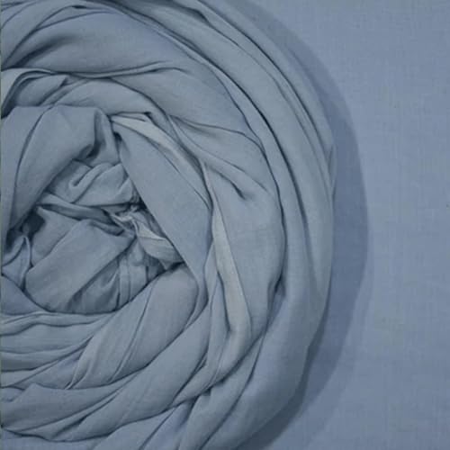 Image of 100% Pure Cotton Mulmul Fabric Material | Reusable Ultra Fine Mulmul Fabric | Lightweight Soft Smooth Piece Linning, Stole, Dupatta, Cushion Pillow Cover (Dream Blue, 1 Meter)