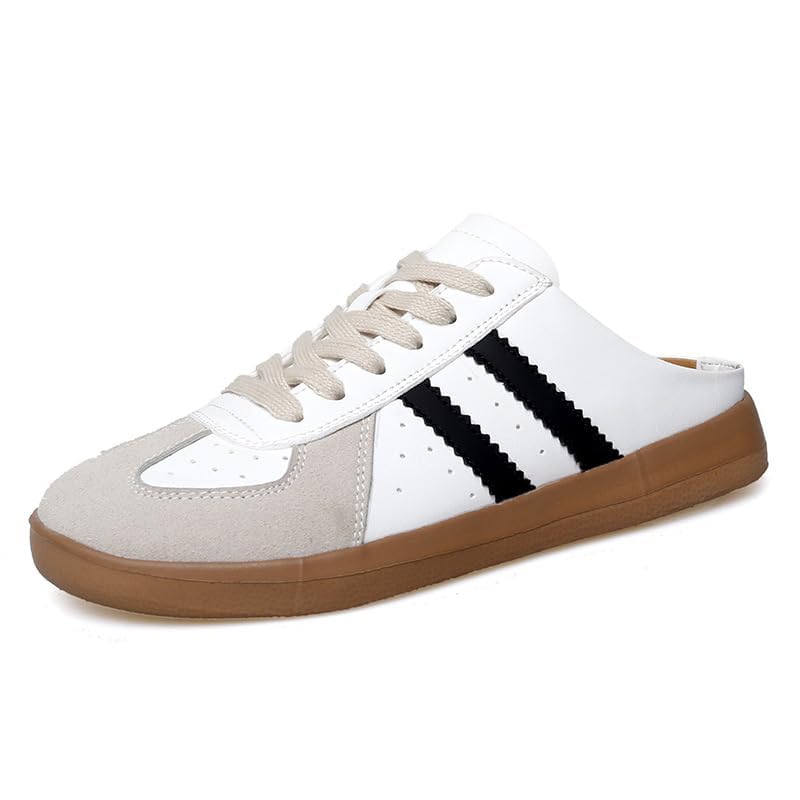 Fashion Sneakers for Women 2025,Mesh Mules Open Back Mesh Sneakers Slip On Backless Casual Slides Breathable Comfortable Sports Round Toe Lace Up Walking Shoes for Daily Wear3