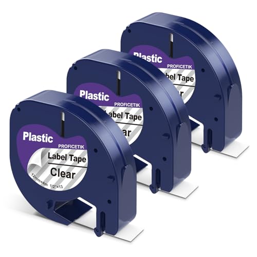 3 X 16952 Replacement for Dymo Clear Label Tape Plastic Compatible with Dymo Letratag Refills Clear for Letra Tag LT 100H 100T QX50 Label Maker with Label Maker Refills 12mm x 4m
