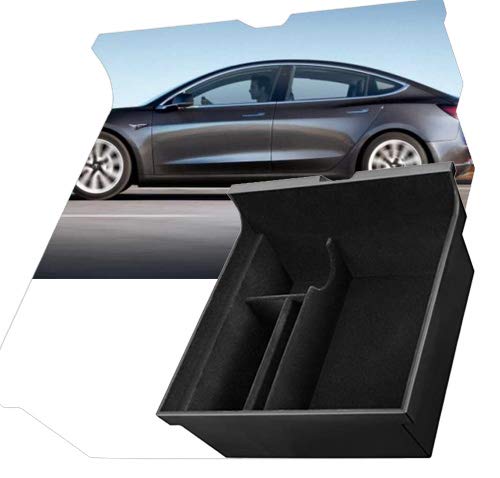 PINYUE 2021 Model Y/Model 3 Center Console armrest Box, Center Console Storage Box can Hold Coins (Black Flocking)